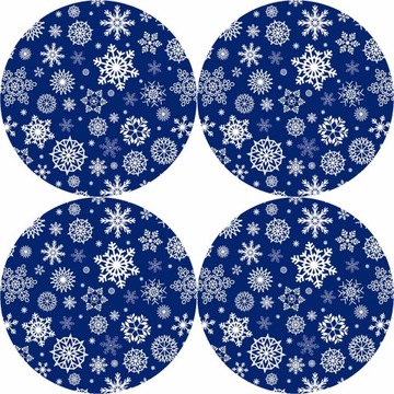 Zestaw 4 filcowych podkładek na stół, ławę - 4D - z nadrukiem - SNOW