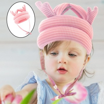 Регулируемая детская защитная шапка без ударного шлема, маска, рога, розовый