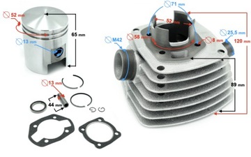 Цилиндр, поршень, кольца, сальники, WSK 125, свеча