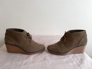 Buty botki koturny skórzane CLARKS r. 39 wkł 25 cm