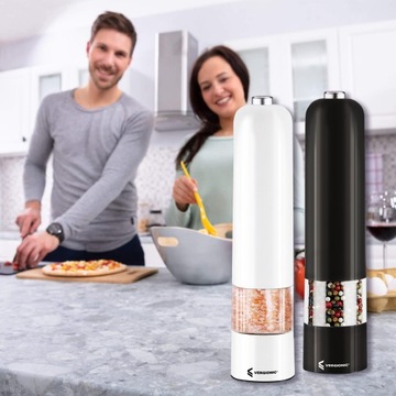 ЭЛЕКТРИЧЕСКАЯ МЕЛЬНИЦА ДЛЯ ПЕРЦА СОЛЬ СПЕЦИИ LED БЕЛАЯ РЕГУЛИРУЕМАЯ ТОЛЩИНА