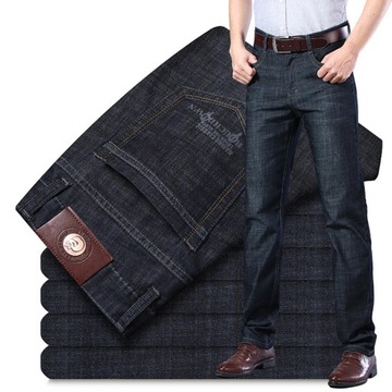 Męskie spodnie dżinsowe o prostym kroju Modny, wygodny, zrelaksowany krój, czarny 32
