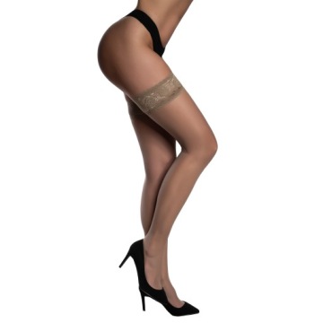 Гладкие, самонесущие чулки, плотность 20DEN, суперкружево L.