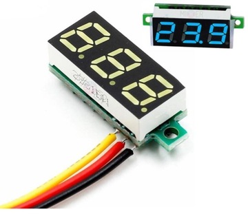 Mini Woltomierz miernik LED 0-100V DC Niebieski