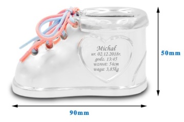 Копилка Туфелька с ГРАВИРОВКОЙ Крещение Подарок на годик