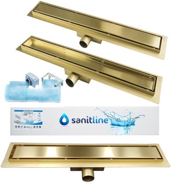 SANITLINE Odpływ Liniowy ZŁOTY / MOSIĄDZ 2W1 PŁYTKA LUB GŁADKI 80cm PL