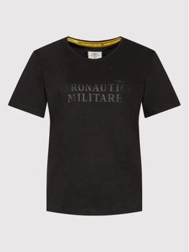 Czarna Koszulka Damska Aeronautica Militare Bawełniana r. S
