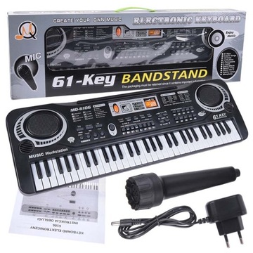 KEYBOARD PIANINKO ORGANY PIANINO ELEKTRONICZNE 61 KLAWISZY DZIECI +MIKROFON