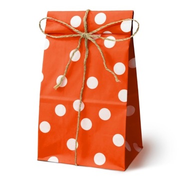 Torby papierowe KLOCKOWE w GROSZKI czerwone EKO