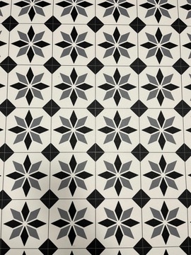 WYKŁADZINA PCV GUMOLIT LINOLEUM PŁYTKI RETRO KAFLE BIAŁO CZARNA FILC 3M