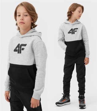 4F BLUZA CHŁOPIĘCA DRESOWA SPORTOWA Z KAPTUREM