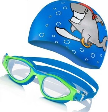 ZESTAW AQUA-SPEED Okularki Maska Dziecięce Czepek