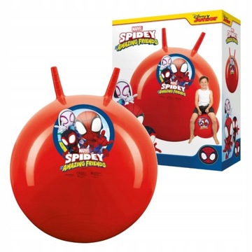 PIŁKA DO SKAKANIA Z ROGAMI SPIDEY SPIDERMAN 40-50cm CZERWONA