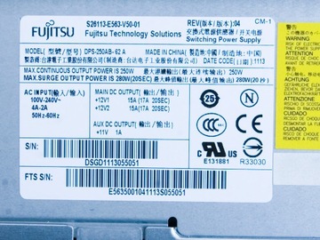 Блок питания Fujitsu S26113-E563-V50-01 DPS-250AB-62 A