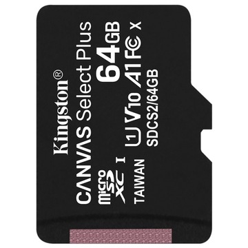 Карта microSDXC KINGSTON Canvas Select Plus емкостью 64 ГБ
