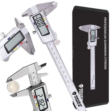 DOKŁADNA Suwmiarka elektroniczna ZE STALI NIERDZEWNEJ cyfrowa 0-150mm +etui
