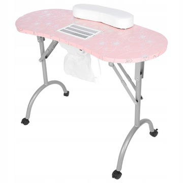 Różowy składany stół do Manicure Salon poduszka