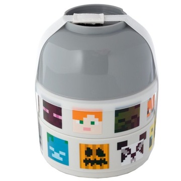 Śniadaniówka lunchbox pojemniki 3w1 zamykane gumką gra MINECRAFT do szkoły