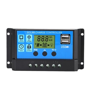 SOLARNY REGULATOR ŁADOWANIA PWM LCD USB 12/24V 10A