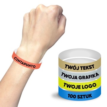 OPASKI NA RĘKĘ TYVEK IMPREZA DYSKOTEKA EVENT 100 SZT. Z NADRUKIEM 19MM
