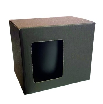 Коробка Черная или коричневая коробка для кружки с окошком с логотипом.