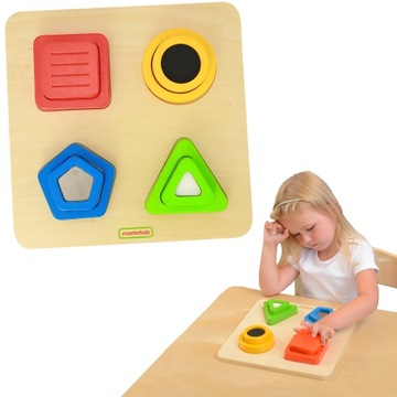 MASTERKIDZ DREWNIANA TABLICA EDU KSZTAŁTY KOLORY
