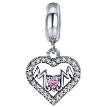 Charms Zawieszka Dla Mamy Serce MOM Srebro 925