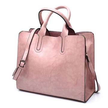 Modna damska skórzana torebka Tote Bag Damska torba na ramię Big Pink