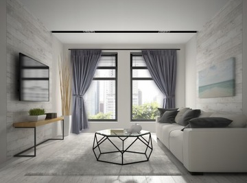 Карниз квадратный, современный, Matt Black, профиль 360 см, штанга с крестовинами