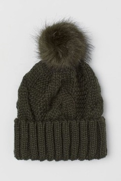 H&M czapka z wełną pomopon 52-58 onesize