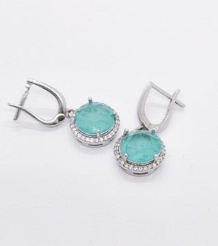 СЕРЕБРЯНЫЕ СЕРЬГИ С ТУРМАЛИНОМ 925 ПРОБЫ