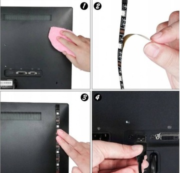 RGB СВЕТОДИОДНАЯ ЛЕНТА USB С ПУЛЬТОМ 2М ПОДСВЕТКА ТВ 5В