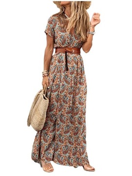 Elegancka damska letnia sukienka plażowa boho maxi