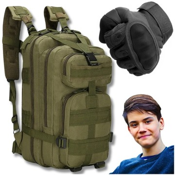Дорожный набор 2 в 1 Спортивный рюкзак цвета хаки 35 л Защитные перчатки Черный размер L