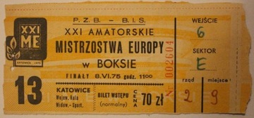 KATOWICE 1975 MISTRZOSTWA EUROPY w BOKSIE - BILET