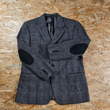 Marynarka Tweedowa HARRIS TWEED Barutti Krata Casual Wełna Wełniana L / XL