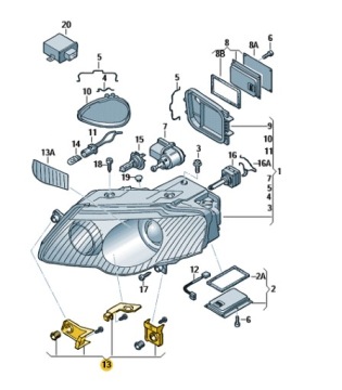ZESTAW NAPRAWCZY REFLEKTORA VW Passat B6 lewa