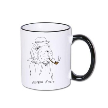 Kubek z czarnym rantem Sherlock mors morsowanie