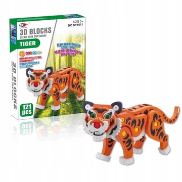 TYGRYS KLOCKI PIANKOWE PUZZLE MIĘKKIE 3D 121EL