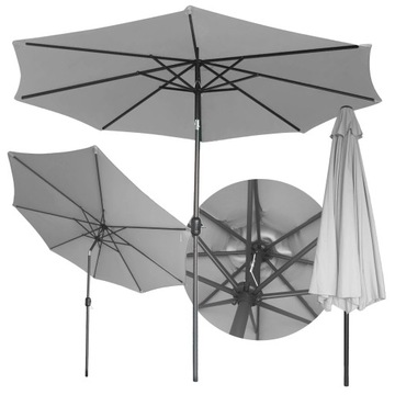 PARASOL OGRODOWY SKŁADANY Rino Garden Polegarde SZARY [300cm] ŁAMANY DUŻY