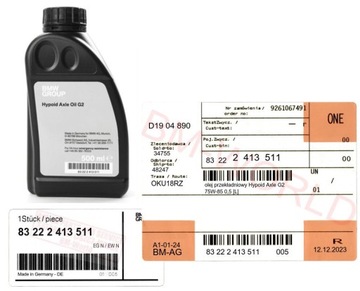 Nowy Oryginalny OE BMW olej przekładniowy Hypoid Axle G2 75W-85 0,5L z ASO