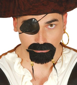 Zestaw Piracki Broda i Wąsy Czarna Zarost Pirata