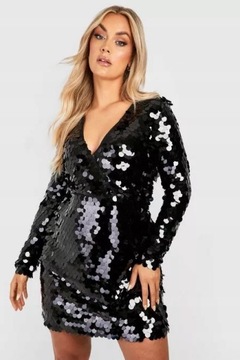 BOOHOO PLUS SUKIENKA ZDOBIONA CEKINAMI XXL