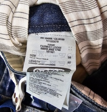 Spodnie Jeansowe G-STAR HANK FAIRWAY z Szelkami Granatowe Selvedge 38x32