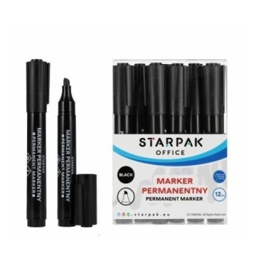 Маркер перманентний скошений чорний (12 шт.) Starpak