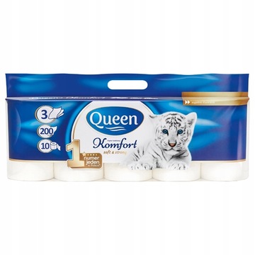 PAPIER 3-WARSTWY QUEEN KOMFORT 10 ROLEK x 200 LISTKÓW
