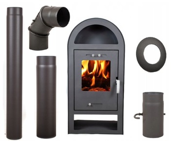 PIEC PIECYK KOMINEK ECO STALOWY KOZA NEGRO 8KW + AKCESORIA KOMINKOWE ZESTAW