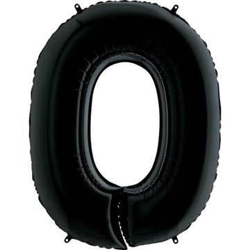 Balon foliowy cyfra 0 czarny 102cm Grabo