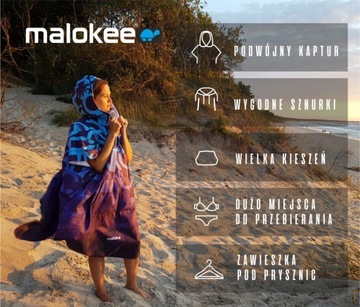 Быстросохнущее пончо для серфинга Maloka с капюшоном и чехлом