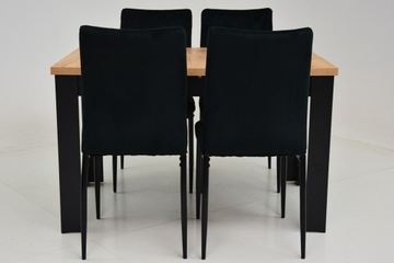 Раздвижной стол для ГОСТИНОЙ, столешница ДУБ КРАФТ и 4 стула с мягкой обивкой.